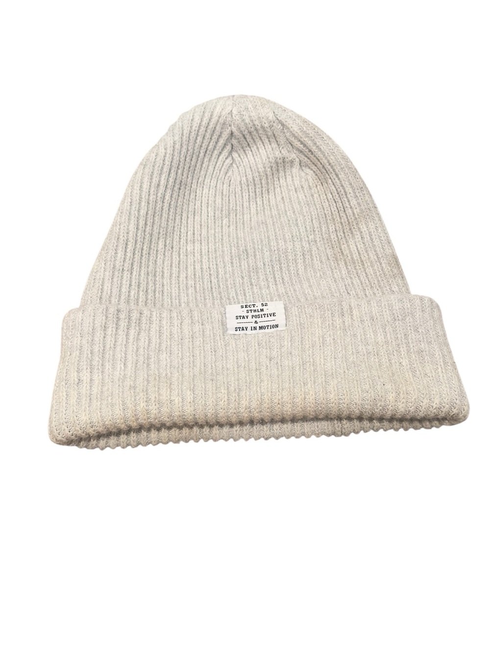 H&M Light Gray Ribbed Fold Cuff Beanie